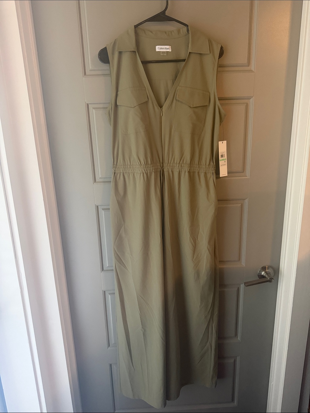 Nwt Calvin Klein Sleeveless Olive Utility Jumpsuit